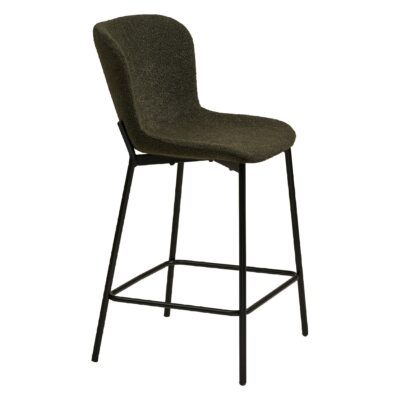 Lano bouclé barkruk met rugleuning donkergroen afbeelding 3