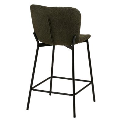 Lano bouclé barkruk met rugleuning donkergroen afbeelding 4