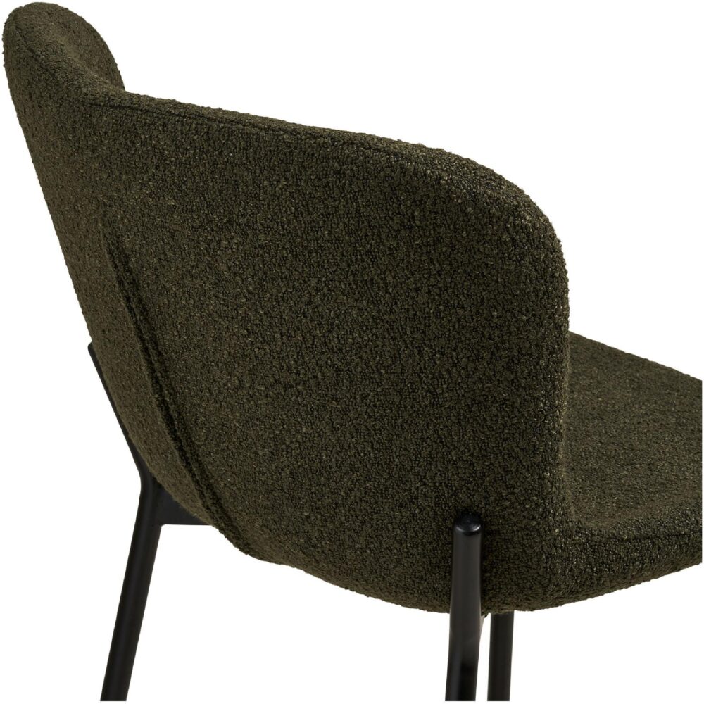 Lano bouclé barkruk met rugleuning donkergroen afbeelding 5
