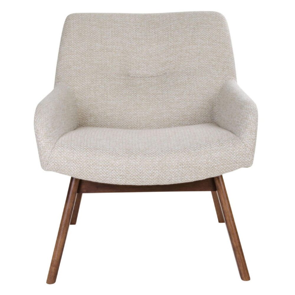 beige lounge fauteuil met notenhouten poten afbeelding 2