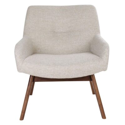 beige lounge fauteuil met notenhouten poten afbeelding 2