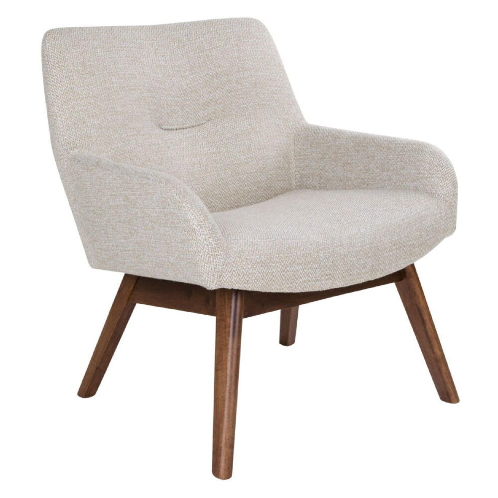 beige lounge fauteuil met notenhouten poten afbeelding 1