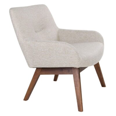 beige lounge fauteuil met notenhouten poten afbeelding 3
