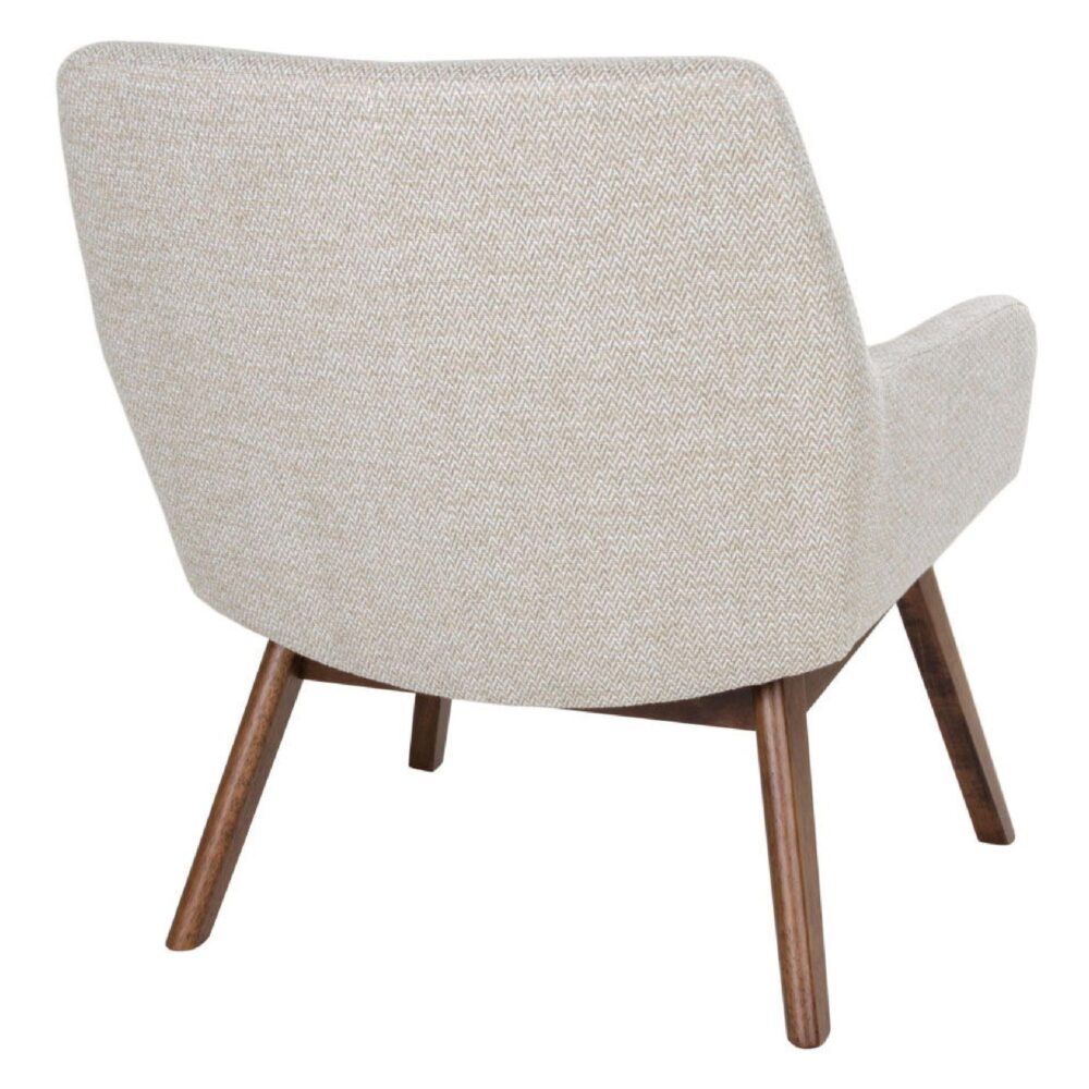 beige lounge fauteuil met notenhouten poten afbeelding 4