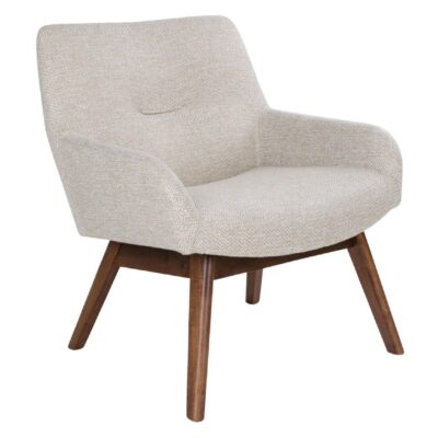 beige lounge fauteuil met notenhouten poten afbeelding 1