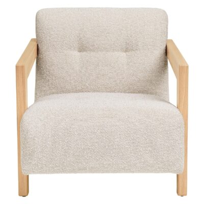 eiken beige lounge fauteuil met armleuning afbeelding 2