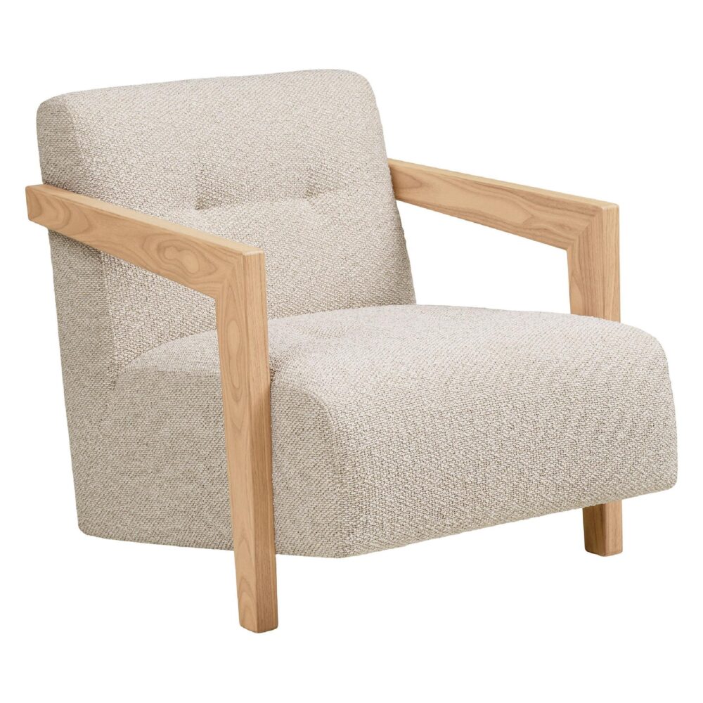 eiken beige lounge fauteuil met armleuning afbeelding 1
