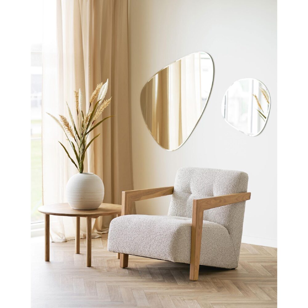 eiken beige lounge fauteuil met armleuning afbeelding 8