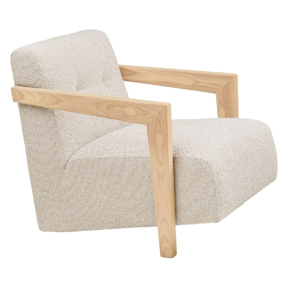 eiken beige lounge fauteuil met armleuning afbeelding 3