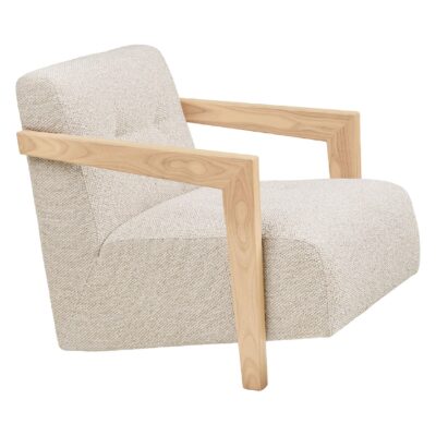 eiken beige lounge fauteuil met armleuning afbeelding 3