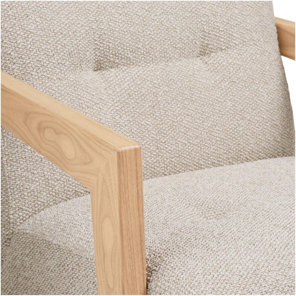 eiken beige lounge fauteuil met armleuning afbeelding 5