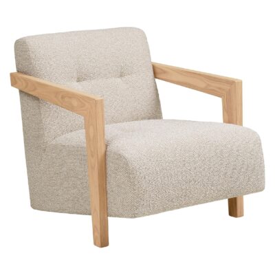 eiken beige lounge fauteuil met armleuning afbeelding 1