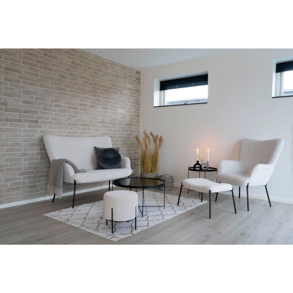 witte teddy eetkamerstoel met zwarte poten afbeelding 9