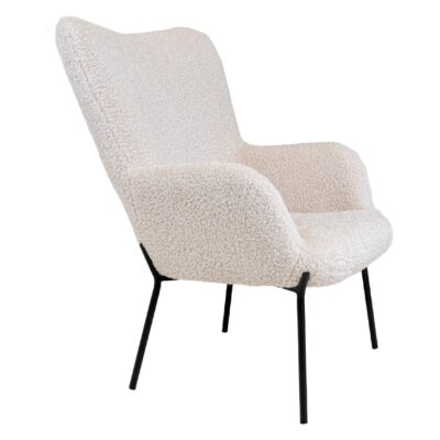 witte teddy eetkamerstoel met zwarte poten afbeelding 3