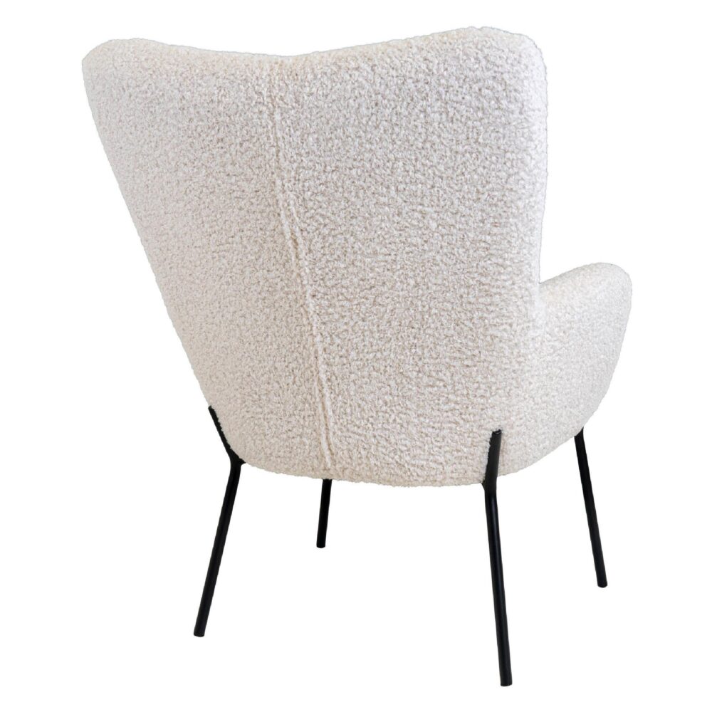 witte teddy eetkamerstoel met zwarte poten afbeelding 4