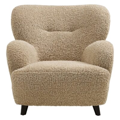 lichtbruine bouclé lounge fauteuil afbeelding 2