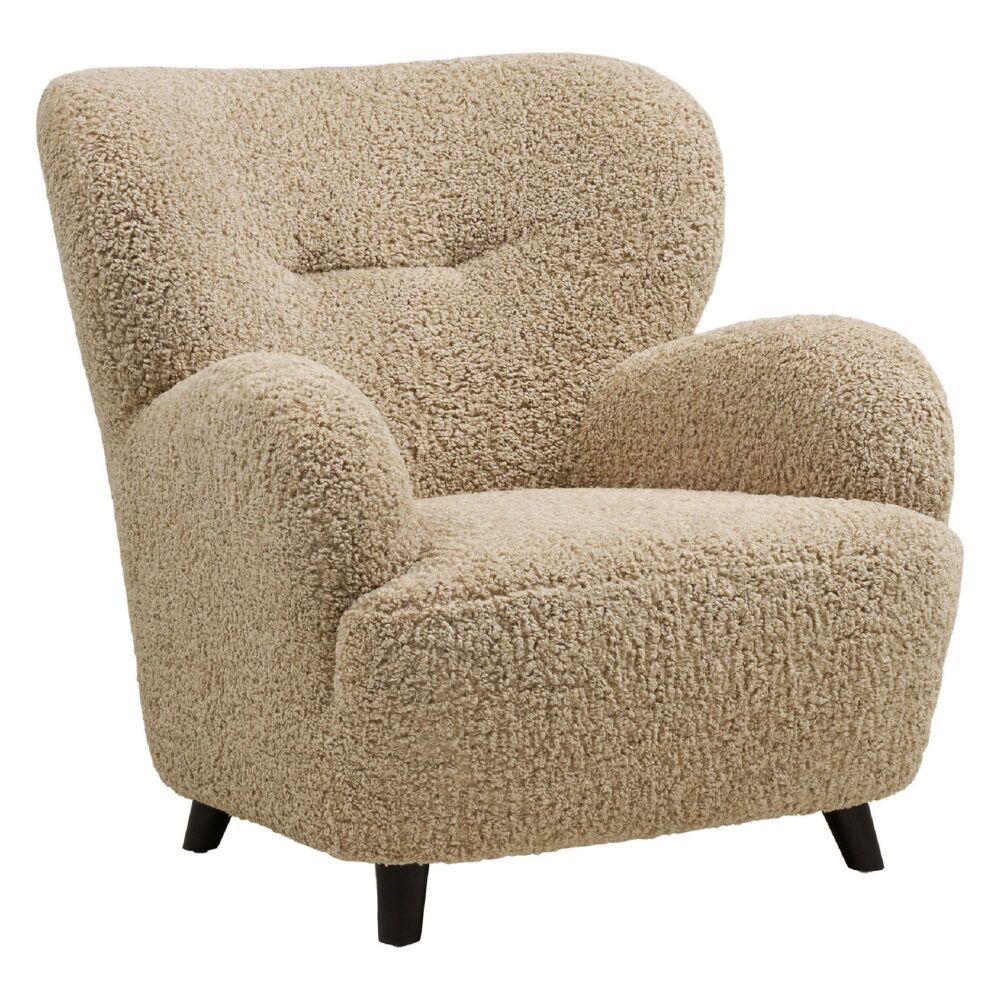 lichtbruine bouclé lounge fauteuil afbeelding 1