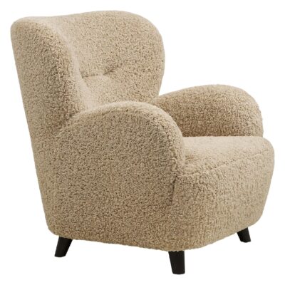 lichtbruine bouclé lounge fauteuil afbeelding 3