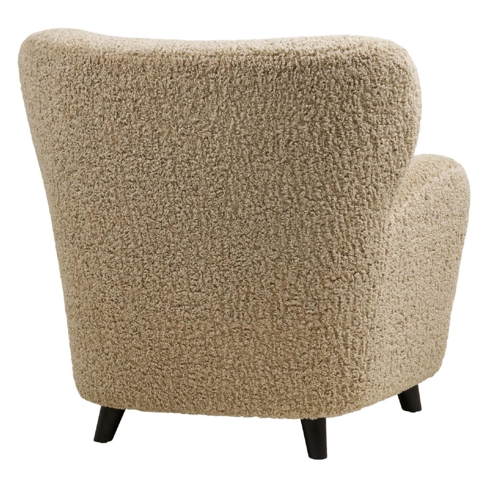 lichtbruine bouclé lounge fauteuil afbeelding 4