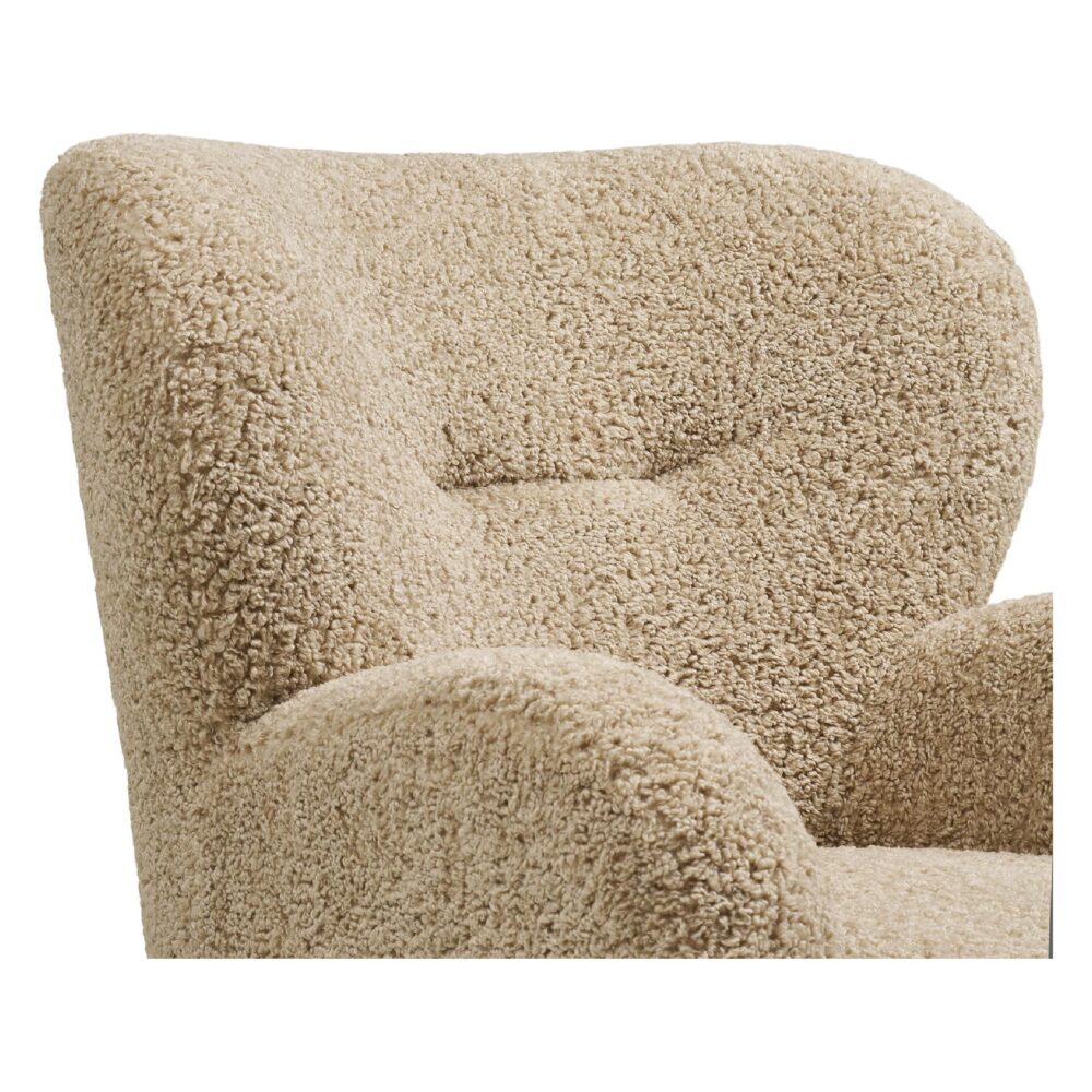 lichtbruine bouclé lounge fauteuil afbeelding 5
