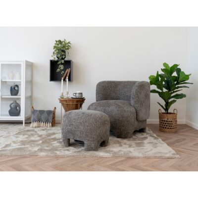 grijze Auri fauteuil met hocker afbeelding 2