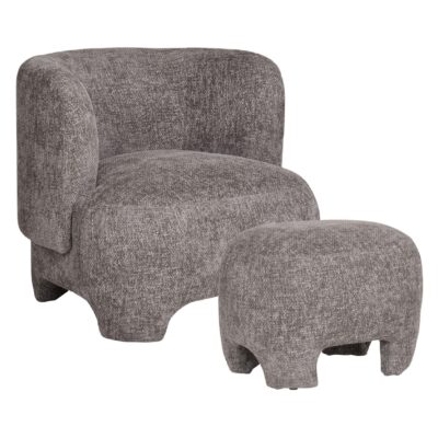 grijze Auri fauteuil met hocker afbeelding 1