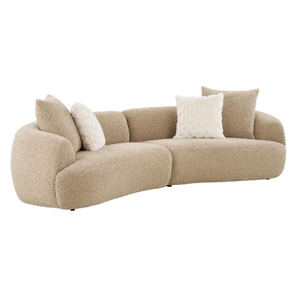 lichtbruine loungebank met kussens afbeelding 2