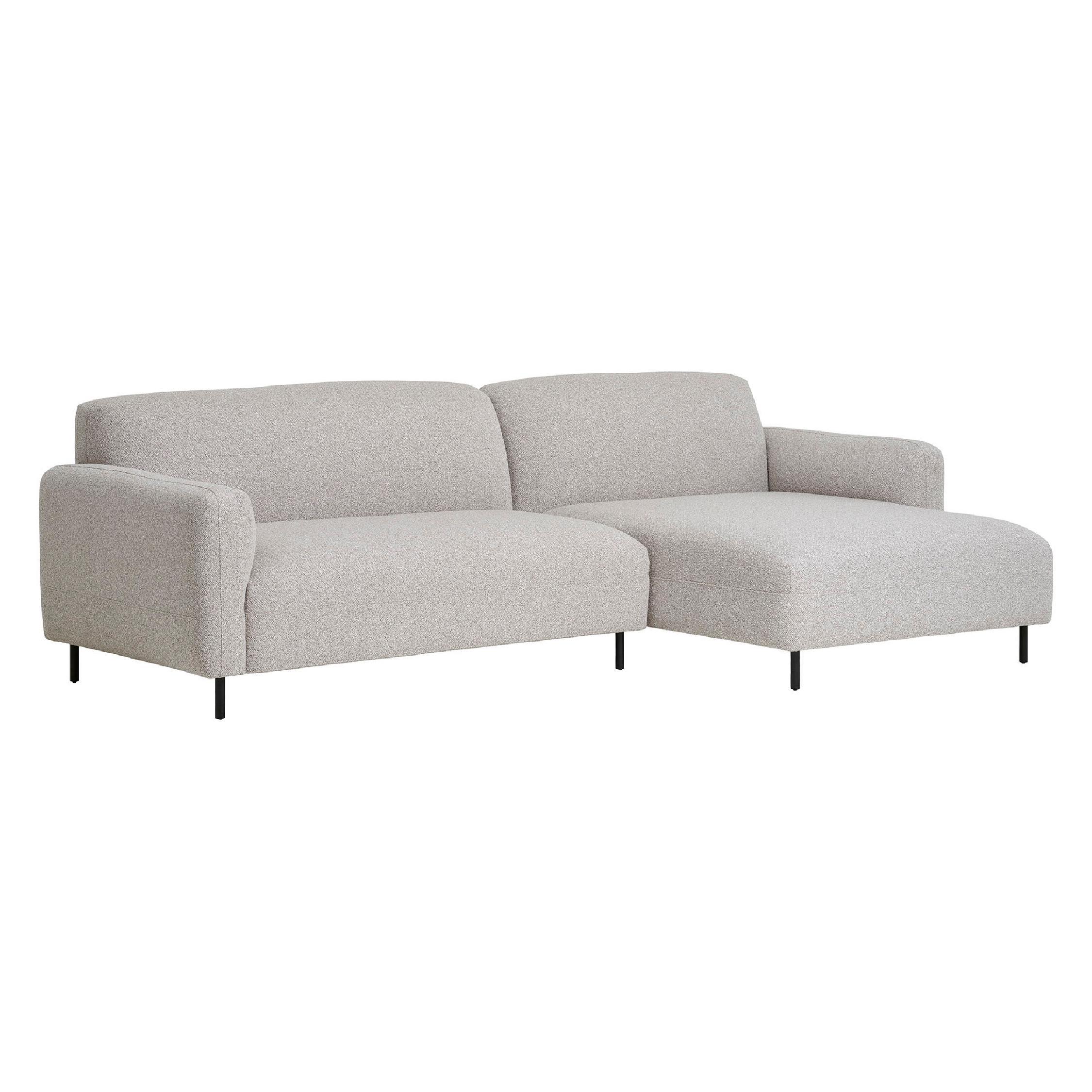 Aros bouclé loungebank met chaise longue rechts lichtgrijs afbeelding 2