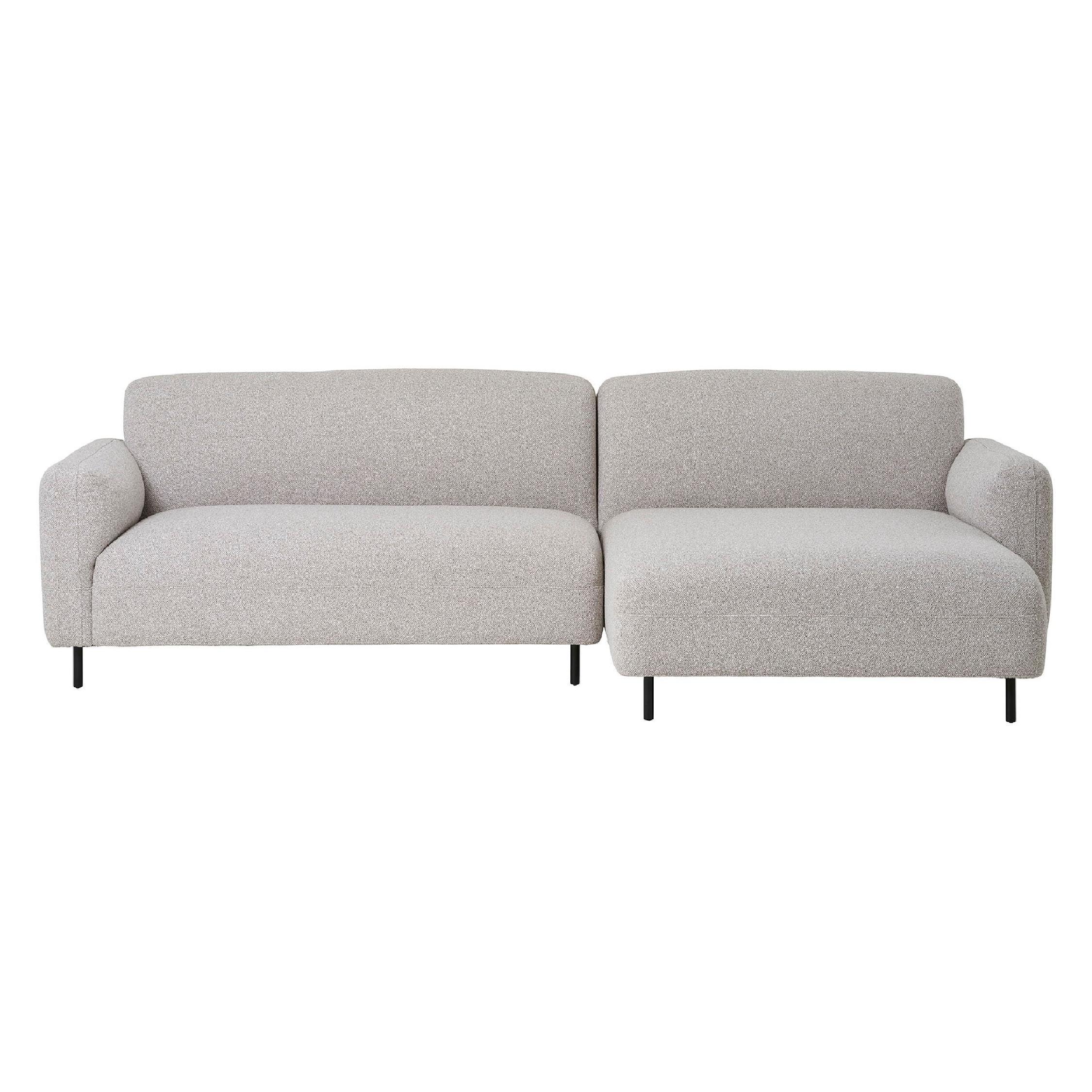 Aros bouclé loungebank met chaise longue rechts lichtgrijs afbeelding 1