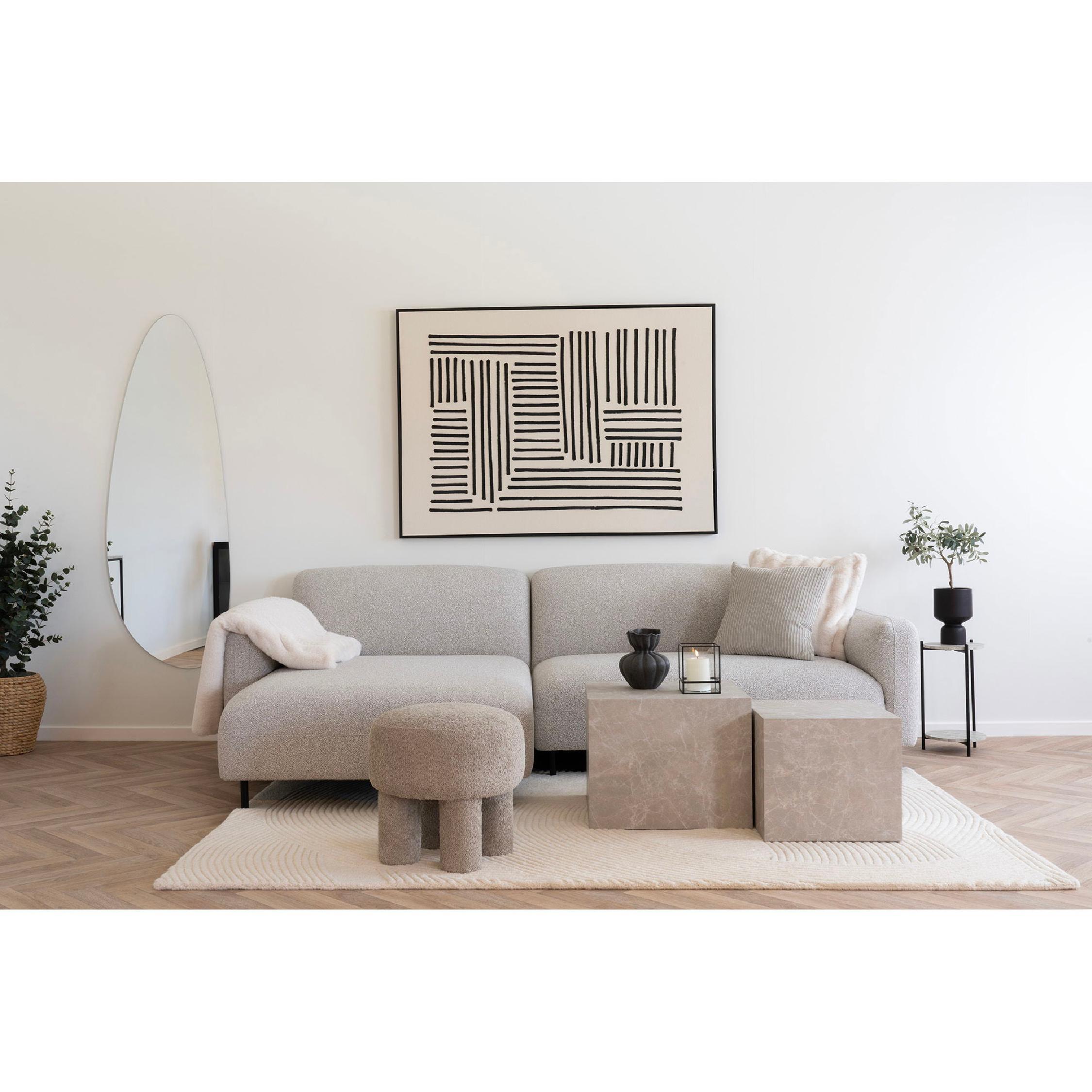 lichtgrijze bouclé loungebank met chaise longue links Aros afbeelding 6