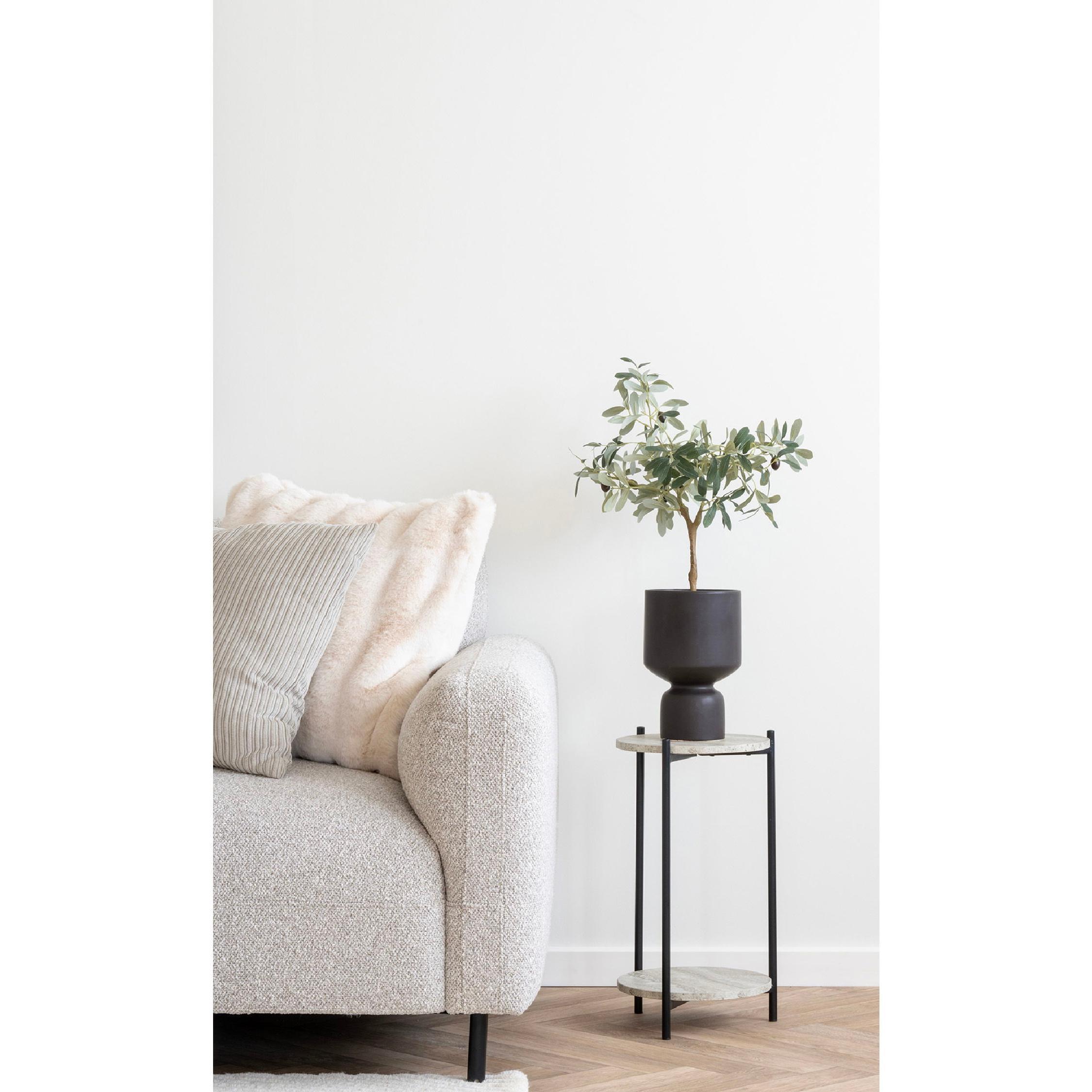 lichtgrijze bouclé loungebank met chaise longue links Aros afbeelding 4