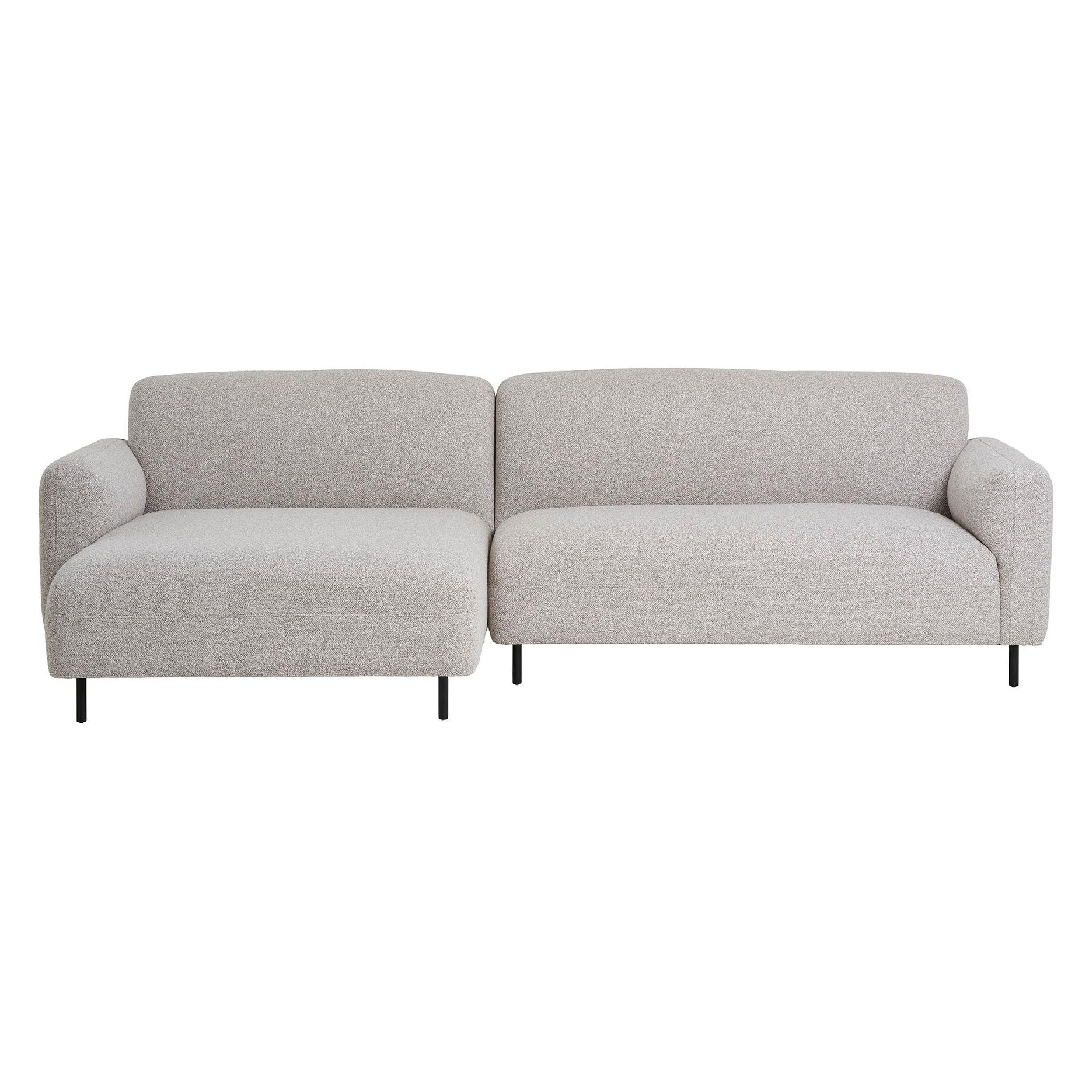 lichtgrijze bouclé loungebank met chaise longue links Aros afbeelding 1