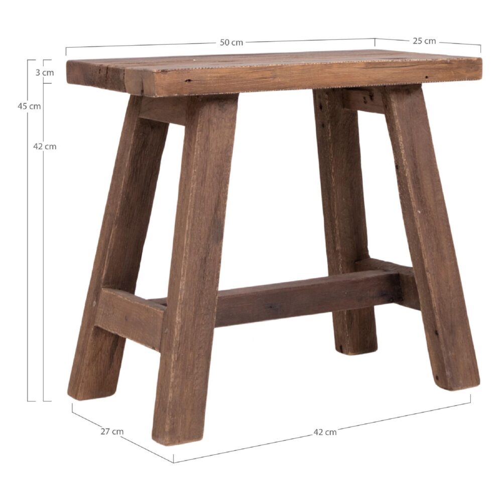 teakhouten bankje 50x25x45 afbeelding 4