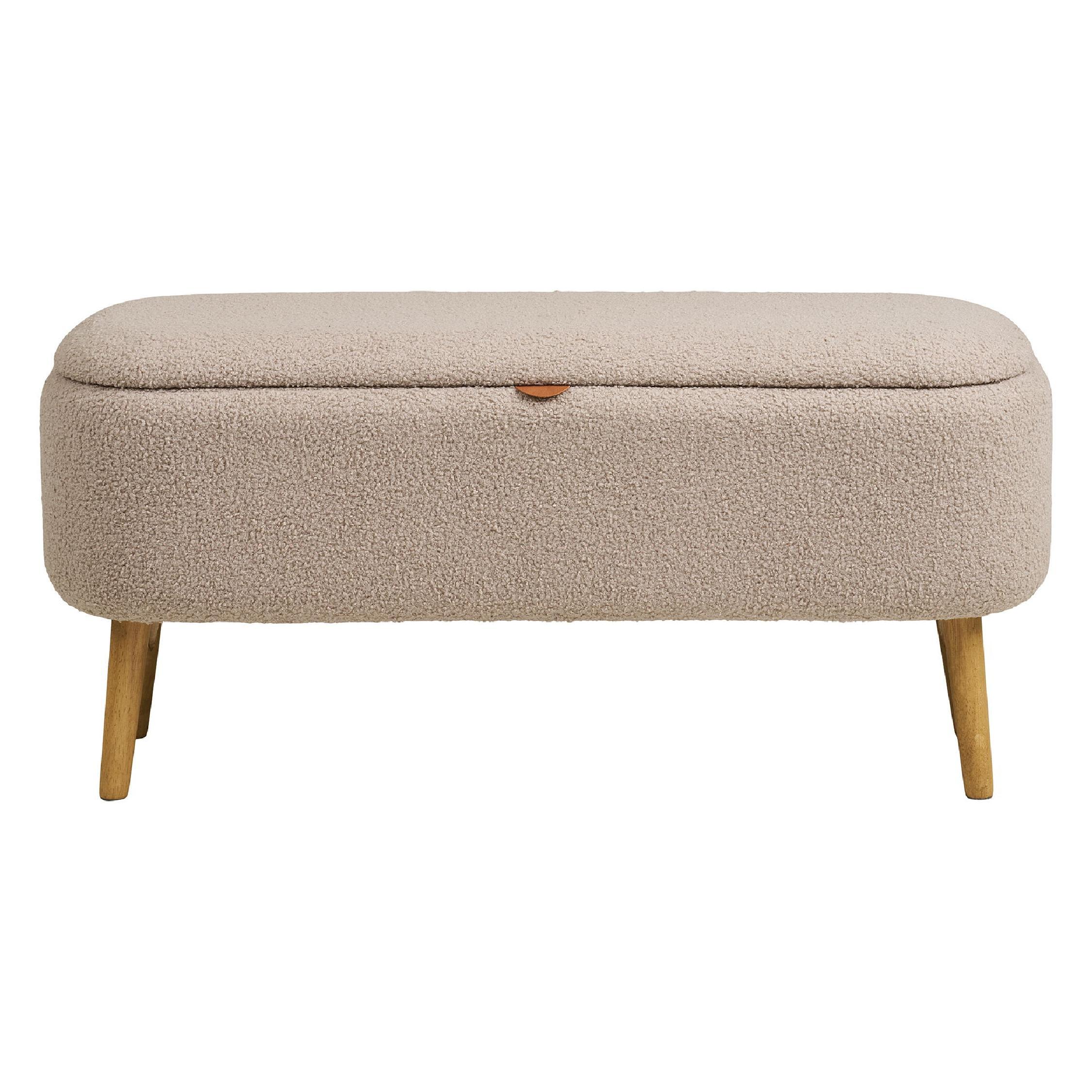 beige bouclé halbank met opbergruimte afbeelding 2