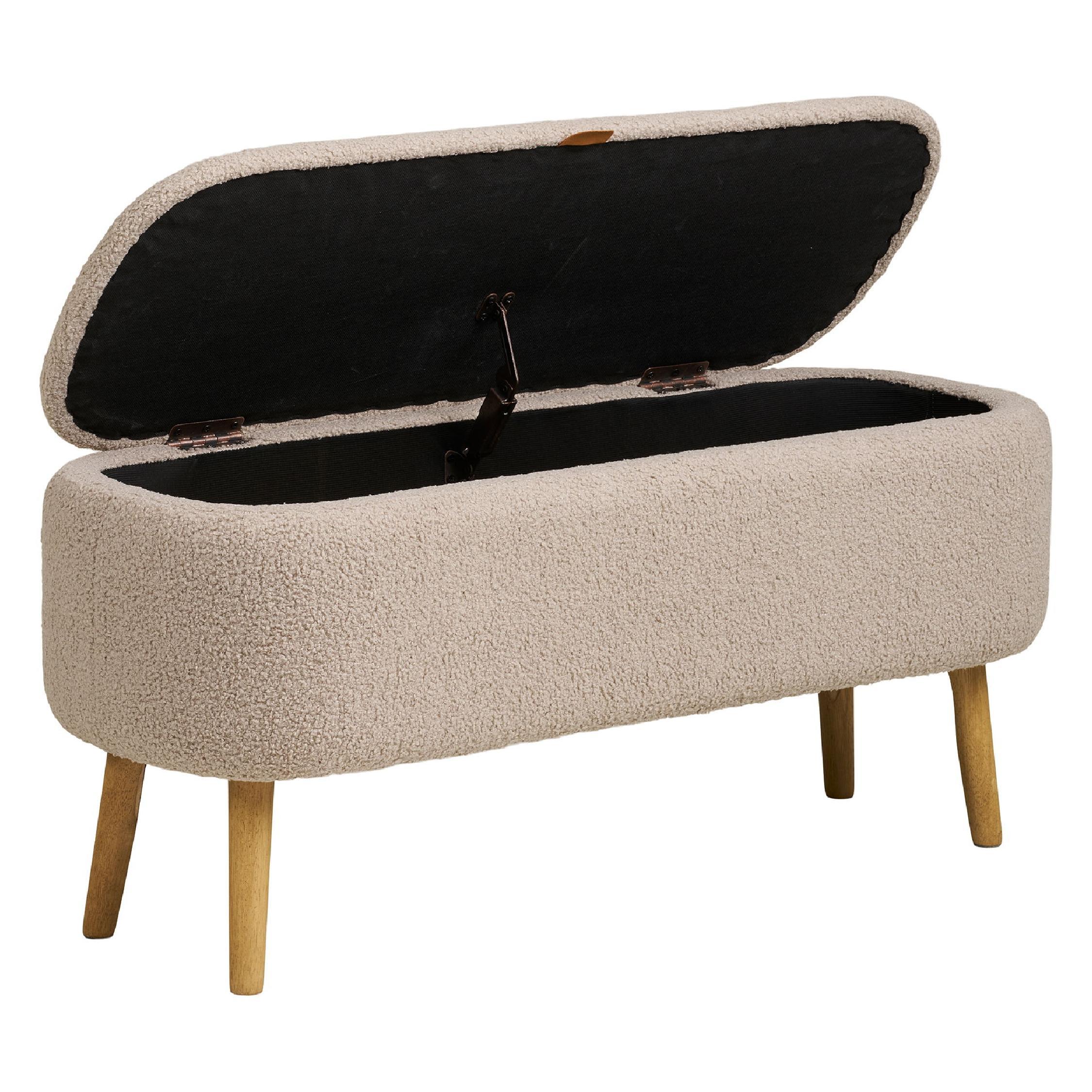 beige bouclé halbank met opbergruimte afbeelding 4