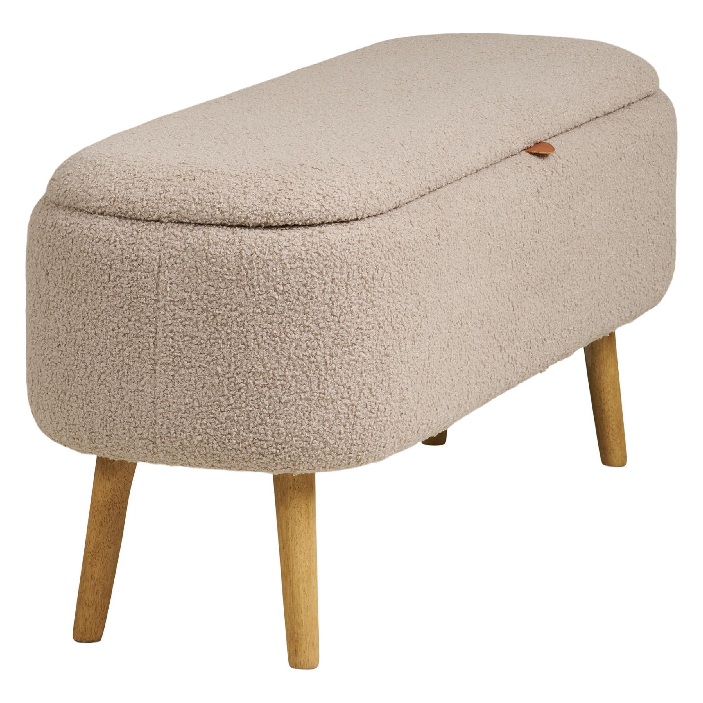 beige bouclé halbank met opbergruimte afbeelding 5