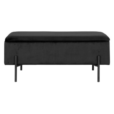 zwarte fluwelen halbank met opbergruimte Yorra afbeelding 1