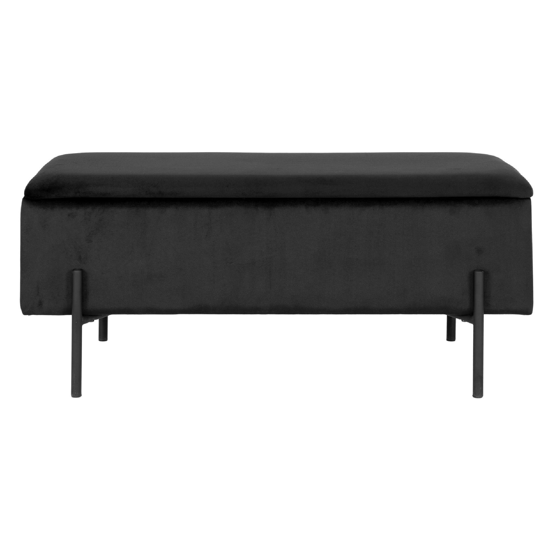 zwarte fluwelen halbank met opbergruimte Yorra afbeelding 1