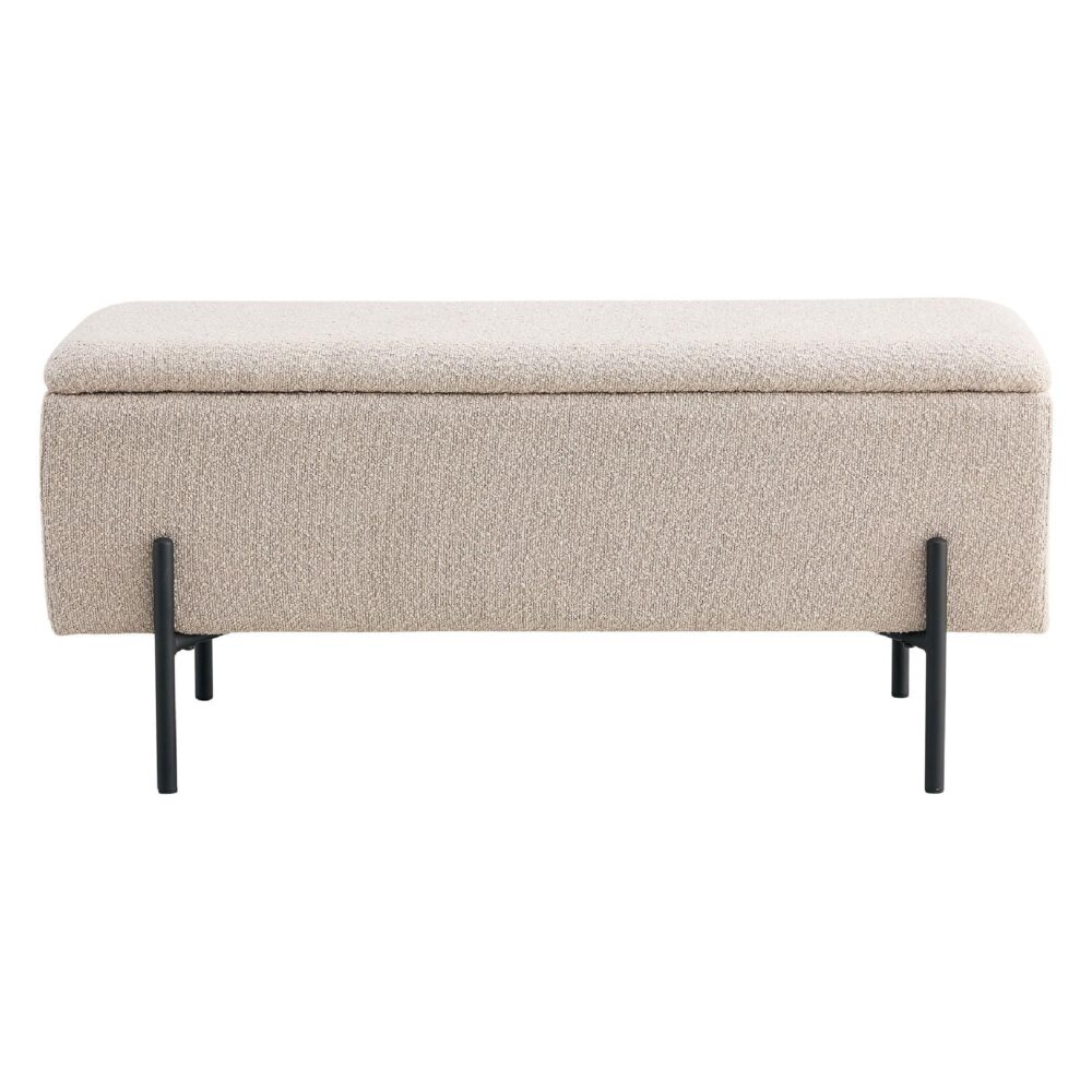 beige bouclé halbankje met opbergruimte Yorra afbeelding 1