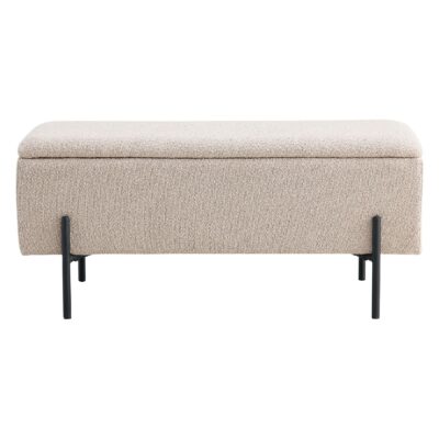 beige bouclé halbankje met opbergruimte Yorra afbeelding 1