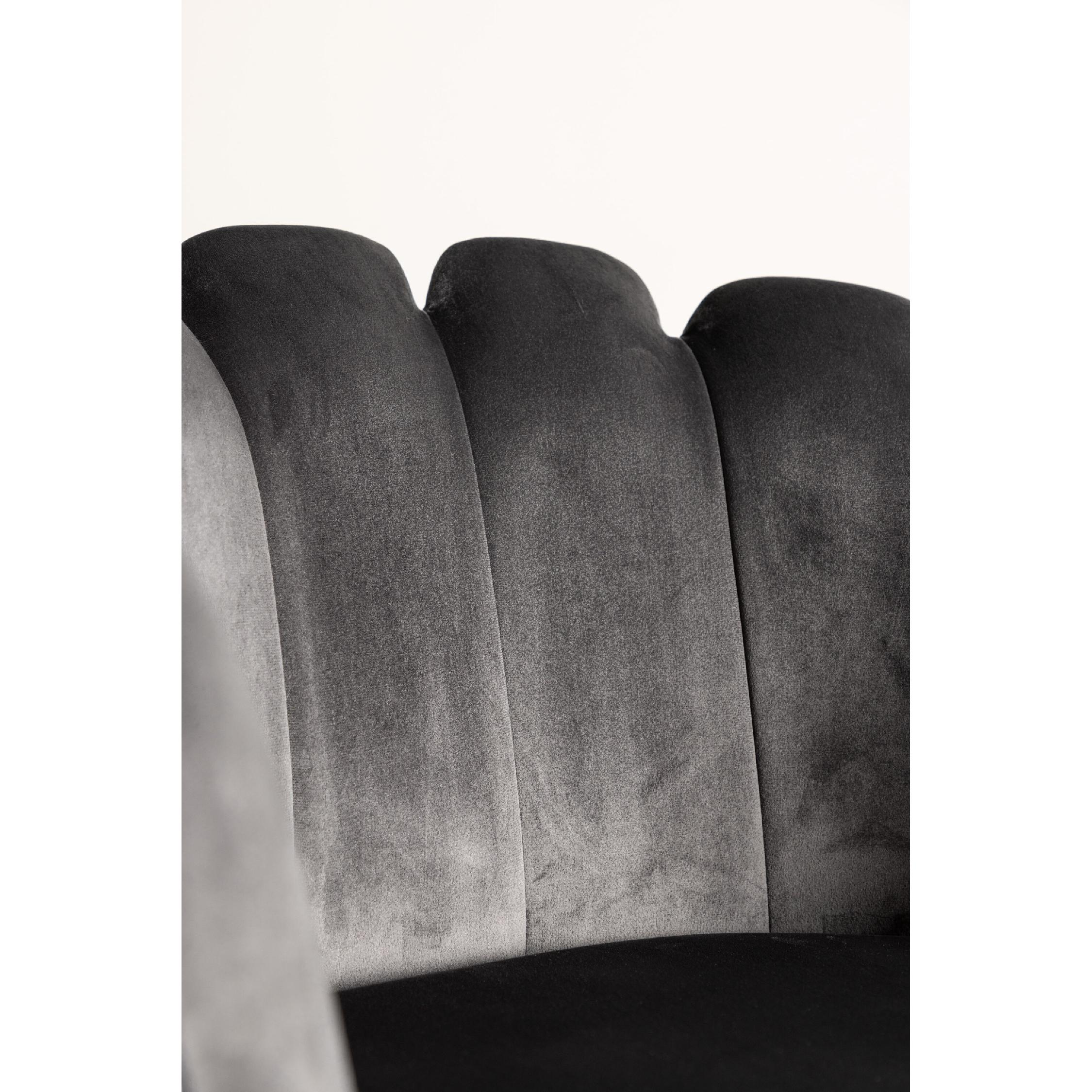 grijze velvet eetkamerstoel met armleuningen afbeelding 10