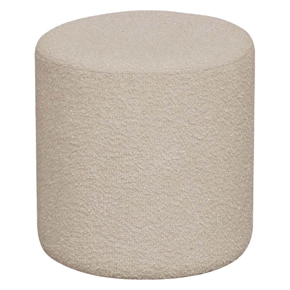 ronde beige bouclé poef afbeelding 1