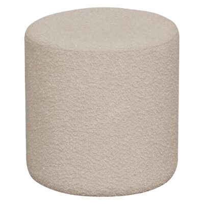 ronde beige bouclé poef afbeelding 1