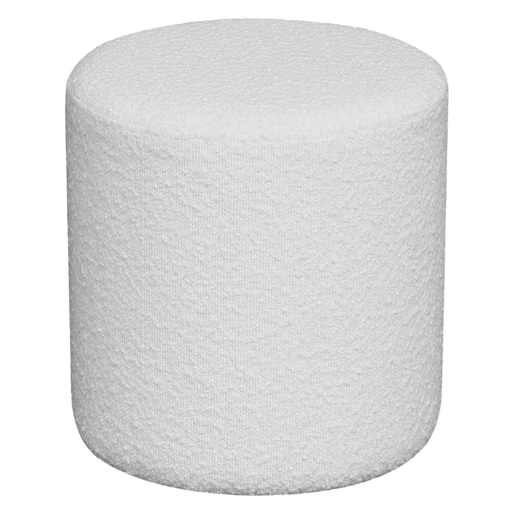 witte ronde bouclé poef afbeelding 1