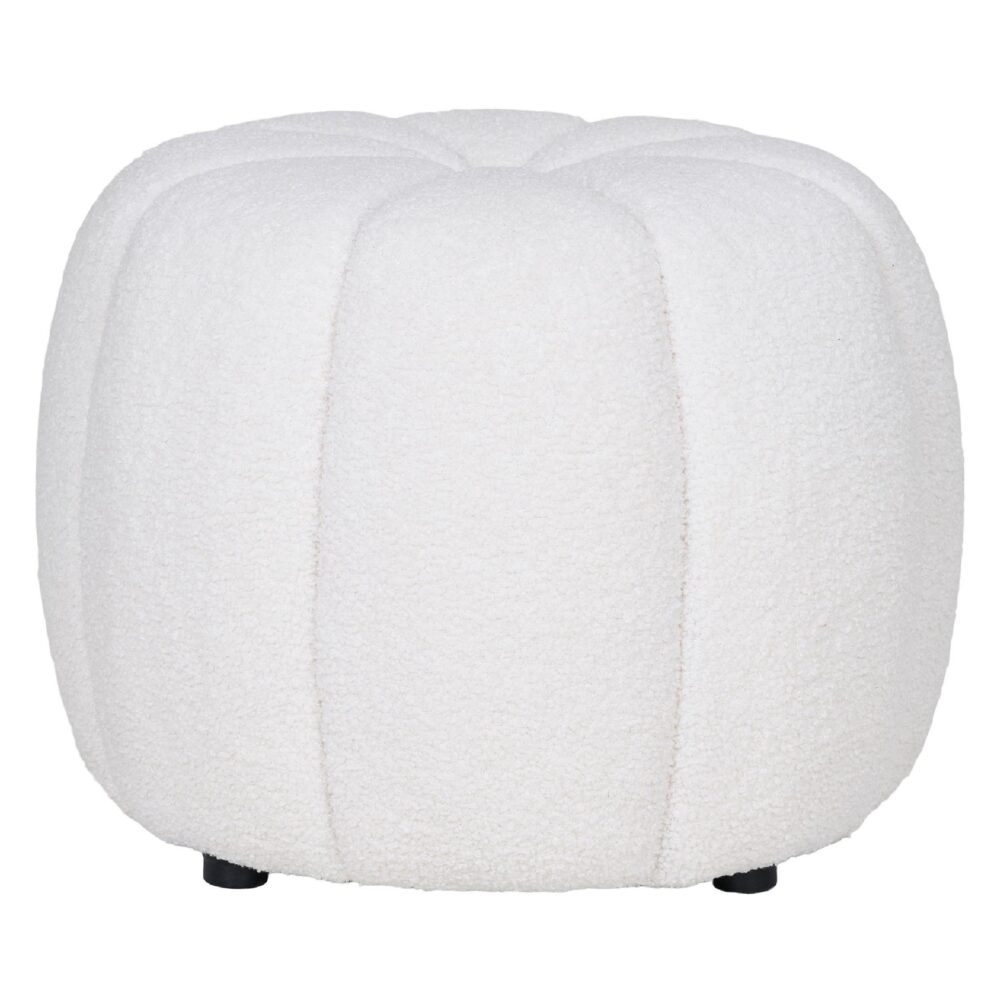 ronde off white poef afbeelding 1