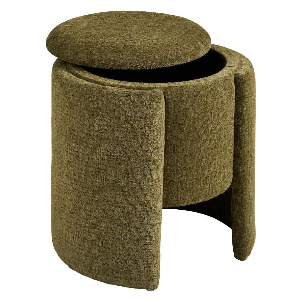 groene ronde poef voetenbank afbeelding 3