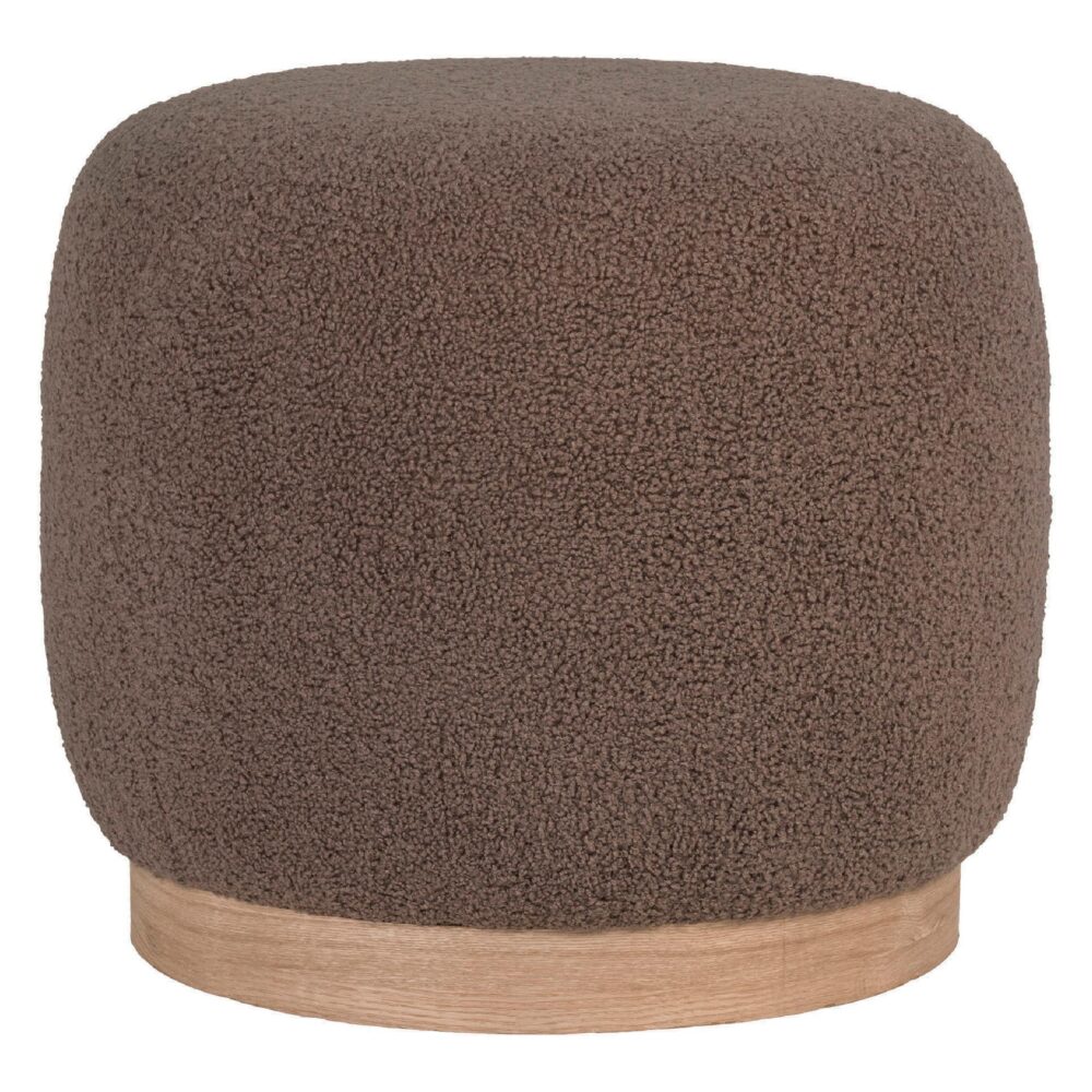 bruine ronde teddy poef afbeelding 1
