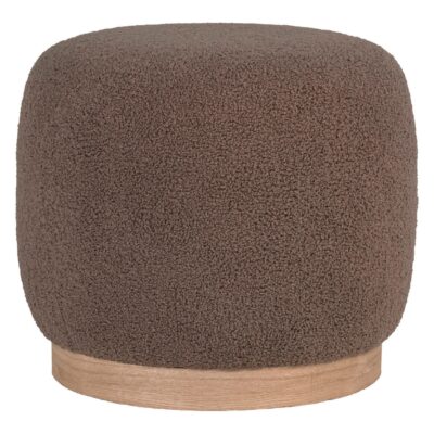 bruine ronde teddy poef afbeelding 1