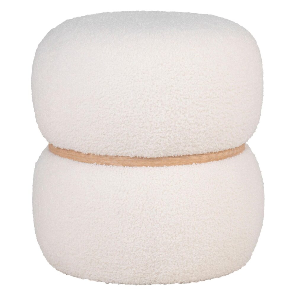 witte ronde teddy poef afbeelding 1