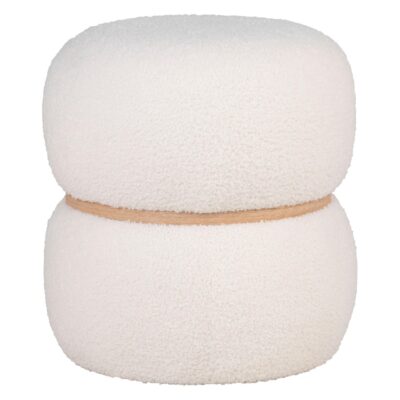 witte ronde teddy poef afbeelding 1